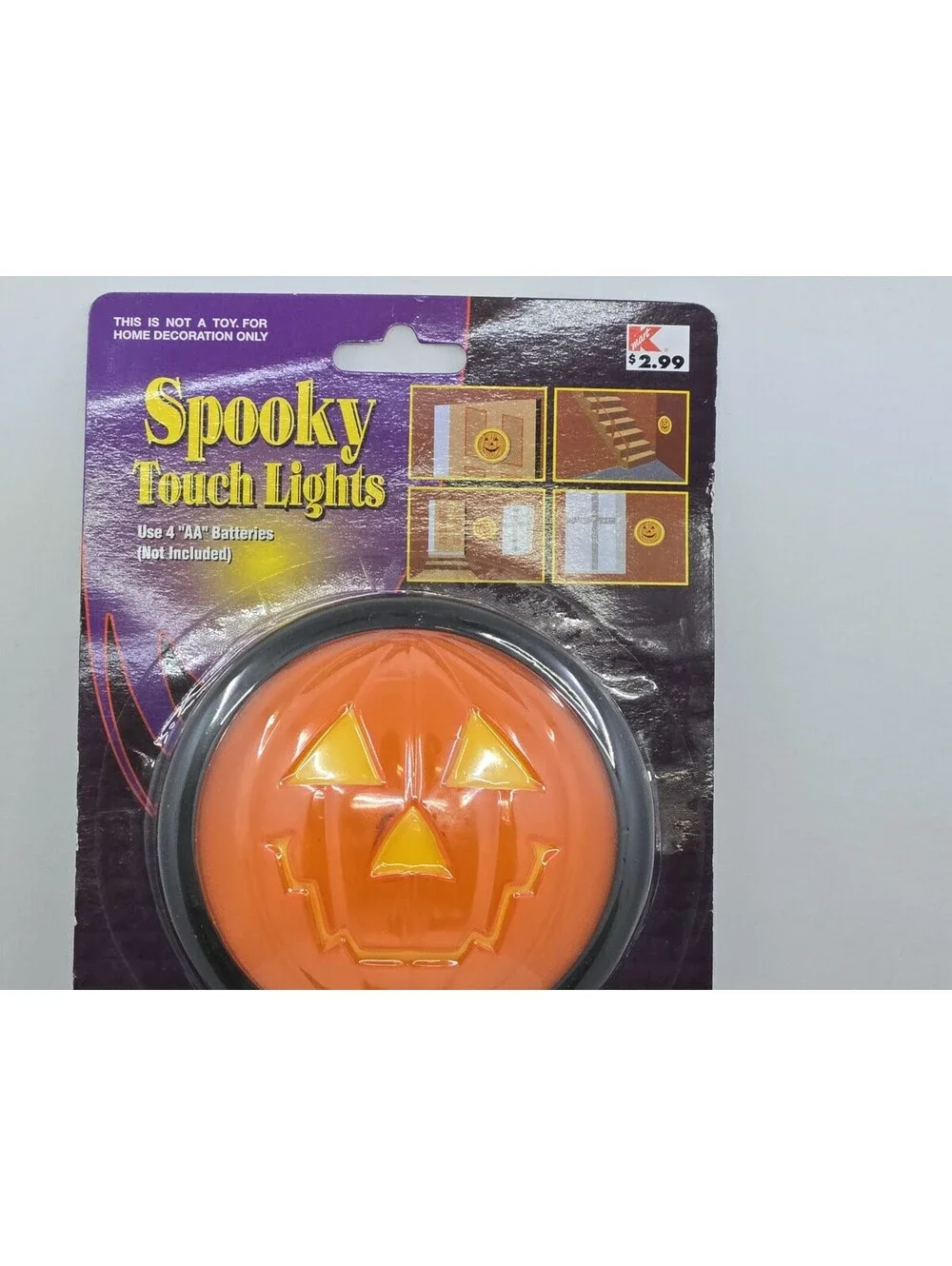 New NIP Vintage Kmart Halloween Spooky Orange Pumpkin Touch Lights NOS